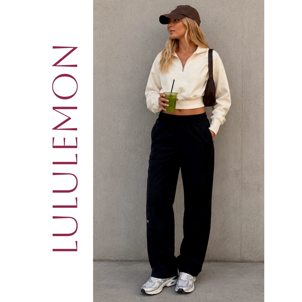 Lululemon Dog Walker Fleece Lined Track Pants Black Relaxed Fit Size 4‎